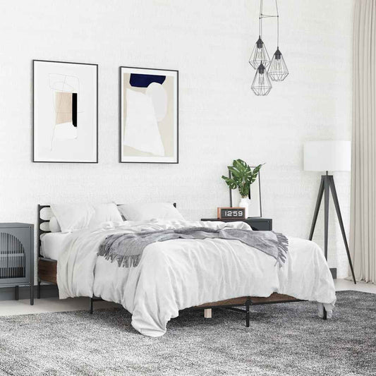 Bed Frame without Mattress Brown Oak 135x190 cm Double