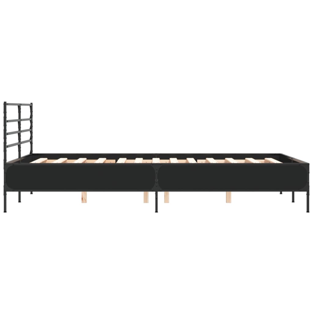 Bed Frame | Black | Engineered wood and metal | Double | Modern
