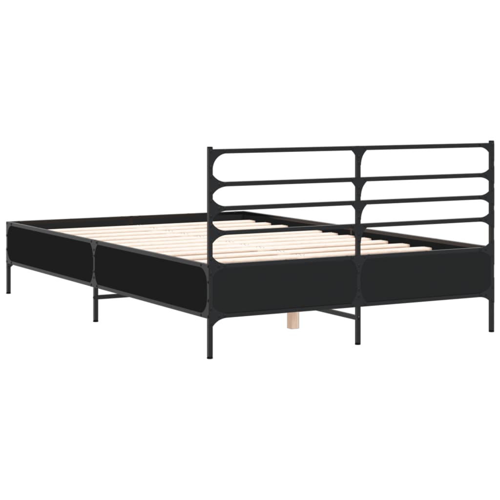 Bed Frame | Black | Engineered wood and metal | Double | Modern