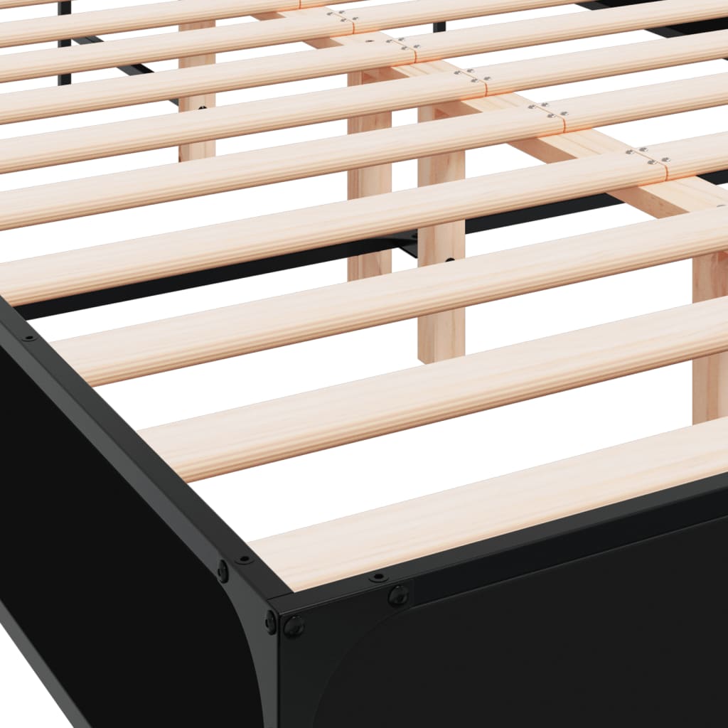 Bed Frame | Black | Engineered wood and metal | Double | Modern