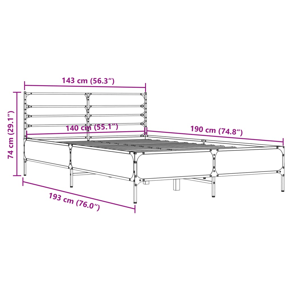 Bed Frame | Sonoma Oak | Engineered wood | Double | Durable | Bed Frame