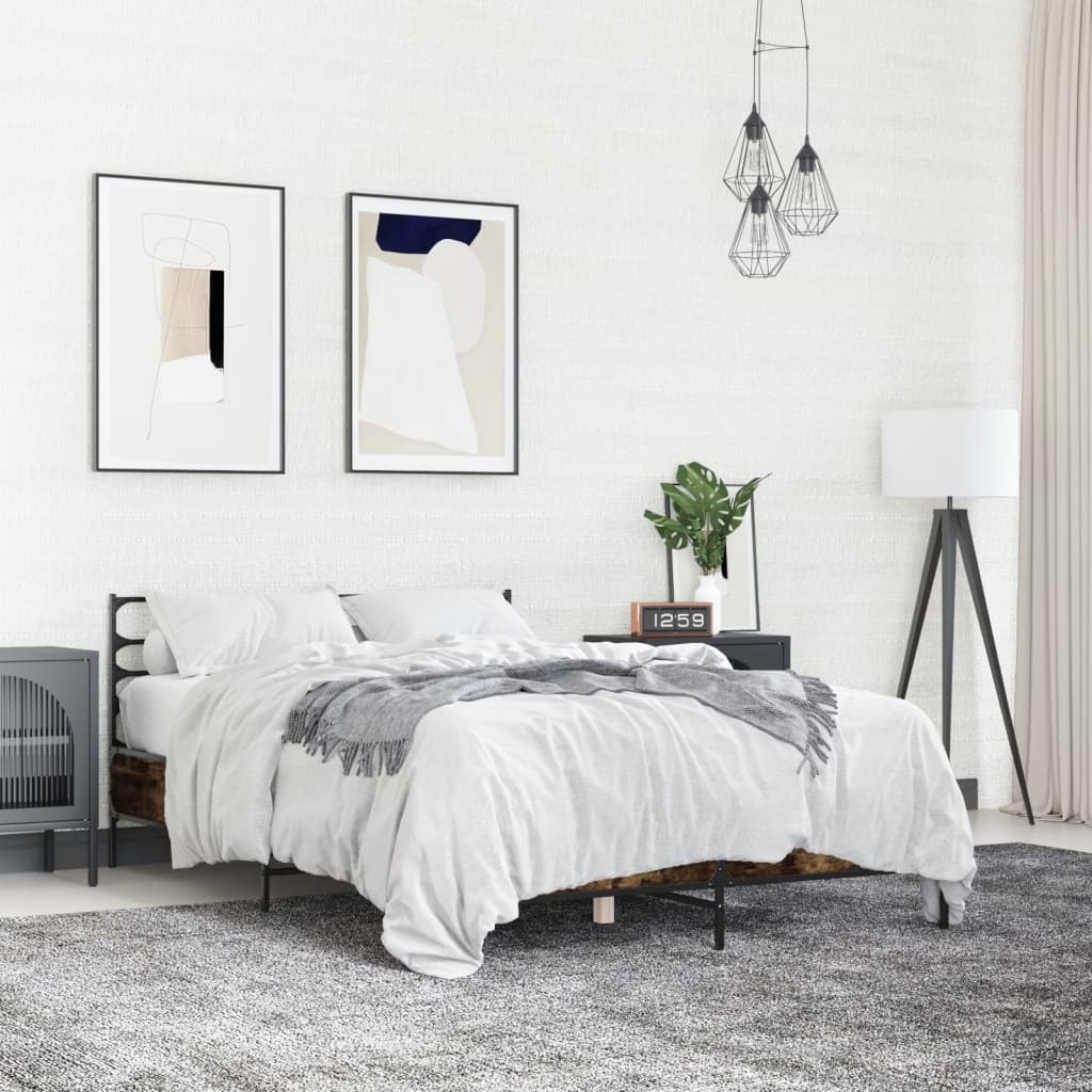 Bed Frame | Smoked Oak | Engineered wood, Metal | 140 x 190 cm
