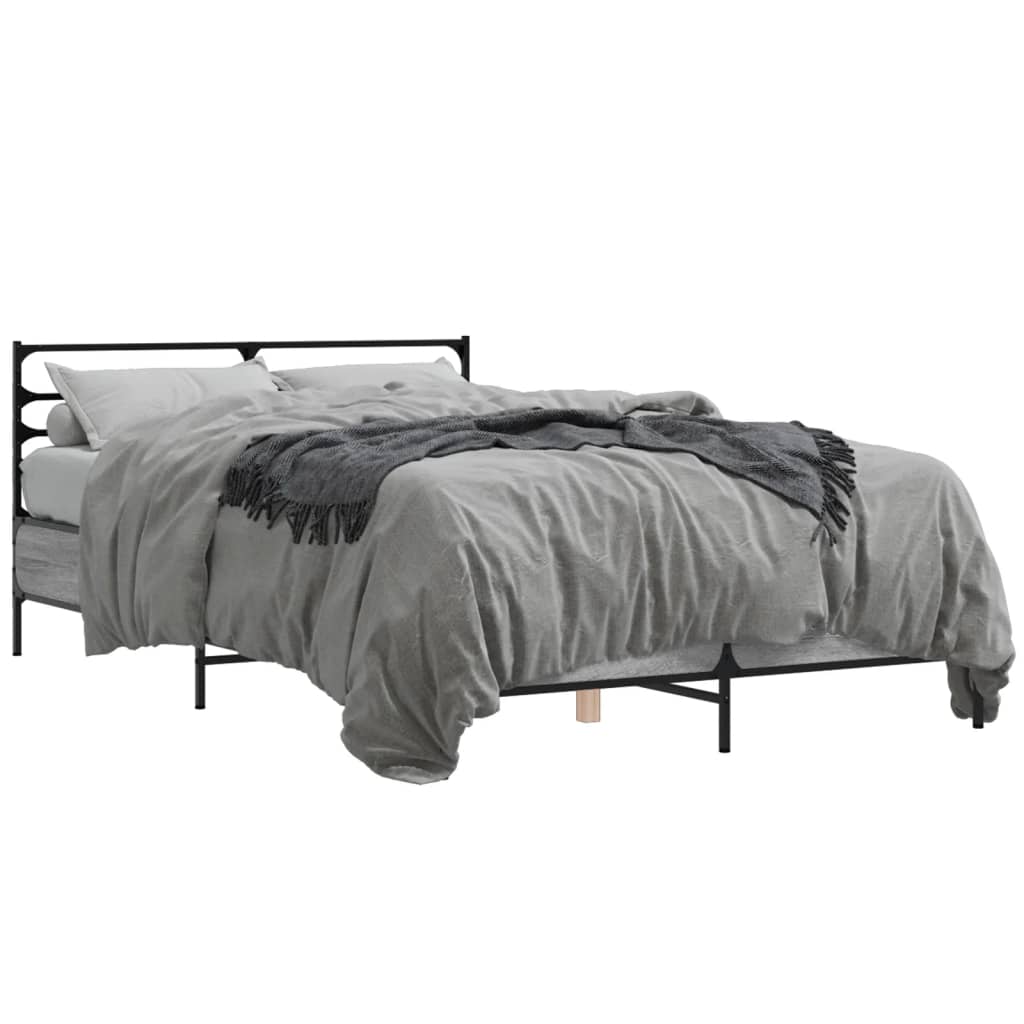 Bed Frame | Grey Sonoma | Engineered wood, metal, plywood | 140x190 cm
