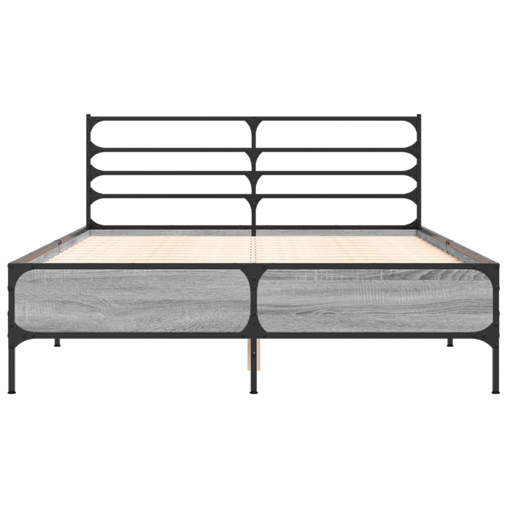 Bed Frame | Grey Sonoma | Engineered wood, metal, plywood | 140x190 cm