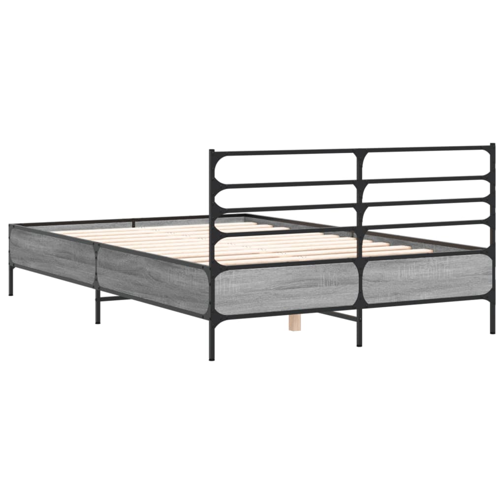 Bed Frame | Grey Sonoma | Engineered wood, metal, plywood | 140x190 cm
