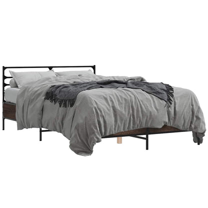 Bed Frame | Brown oak | Engineered wood, metal, plywood | Double