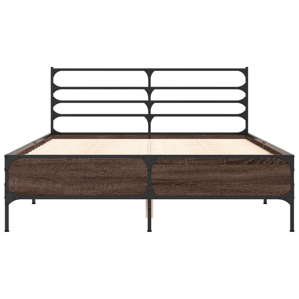 Bed Frame | Brown oak | Engineered wood, metal, plywood | Double