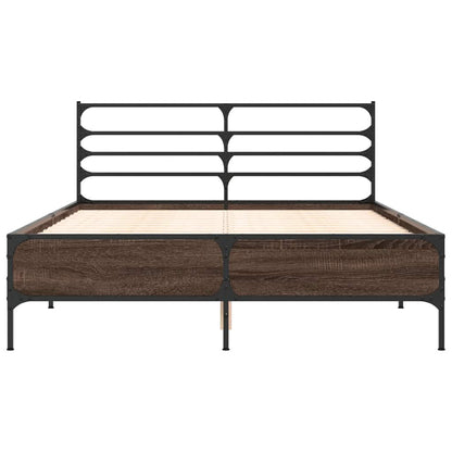 Bed Frame | Brown oak | Engineered wood, metal, plywood | Double