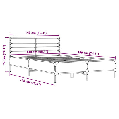 Bed Frame | Brown oak | Engineered wood, metal, plywood | Double