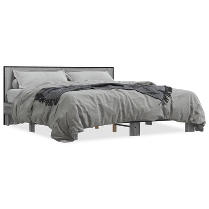 Bed Frame | Grey sonoma | Engineered wood, Metal, Plywood | Double