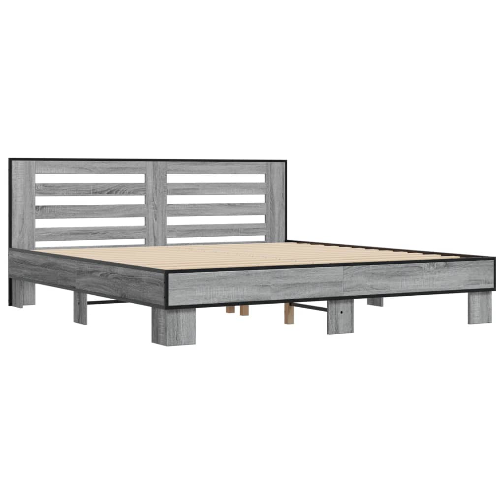Bed Frame | Grey sonoma | Engineered wood, Metal, Plywood | Double