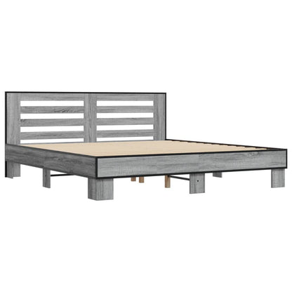 Bed Frame | Grey sonoma | Engineered wood, Metal, Plywood | Double