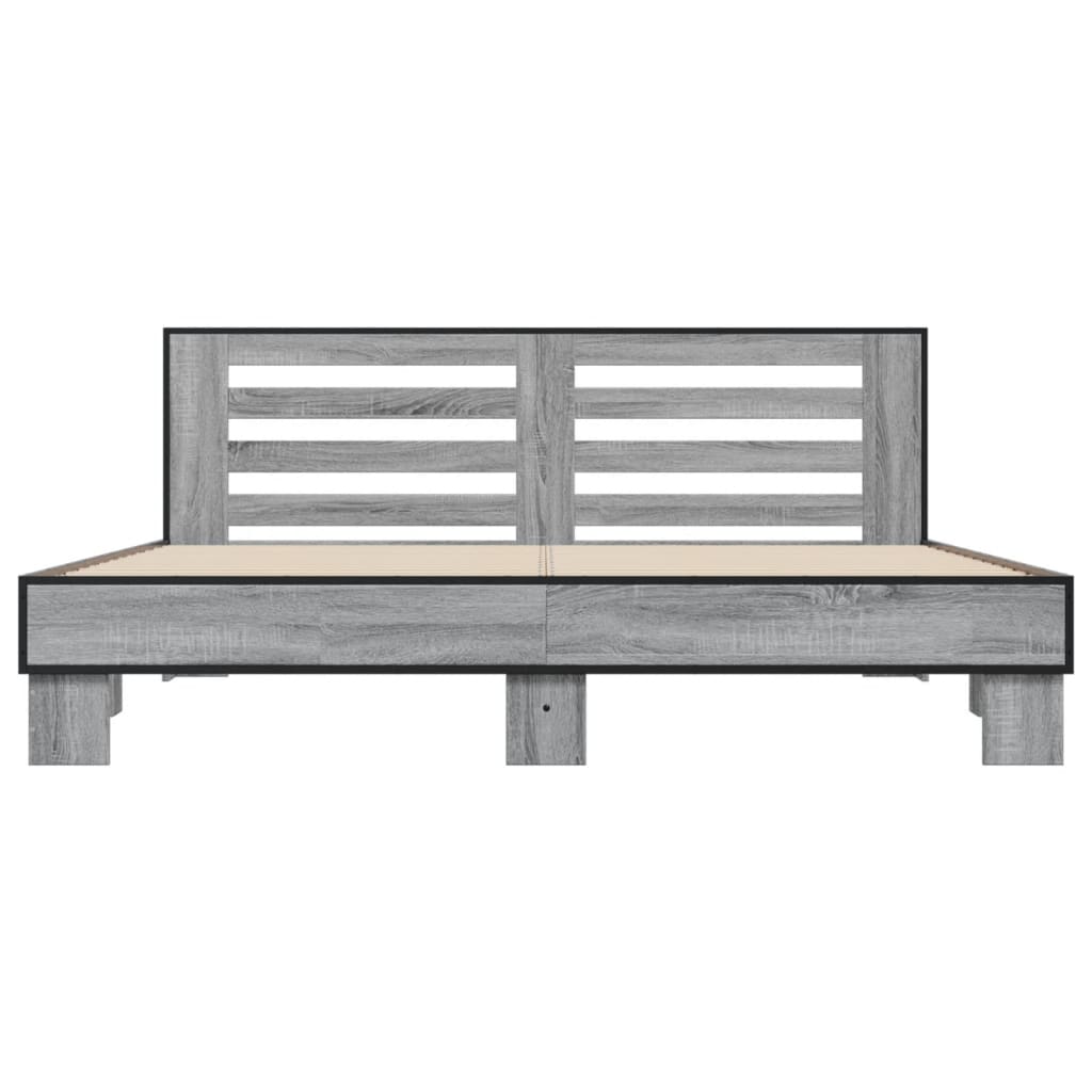 Bed Frame | Grey sonoma | Engineered wood, Metal, Plywood | Double