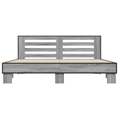 Bed Frame | Grey sonoma | Engineered wood, Metal, Plywood | Double