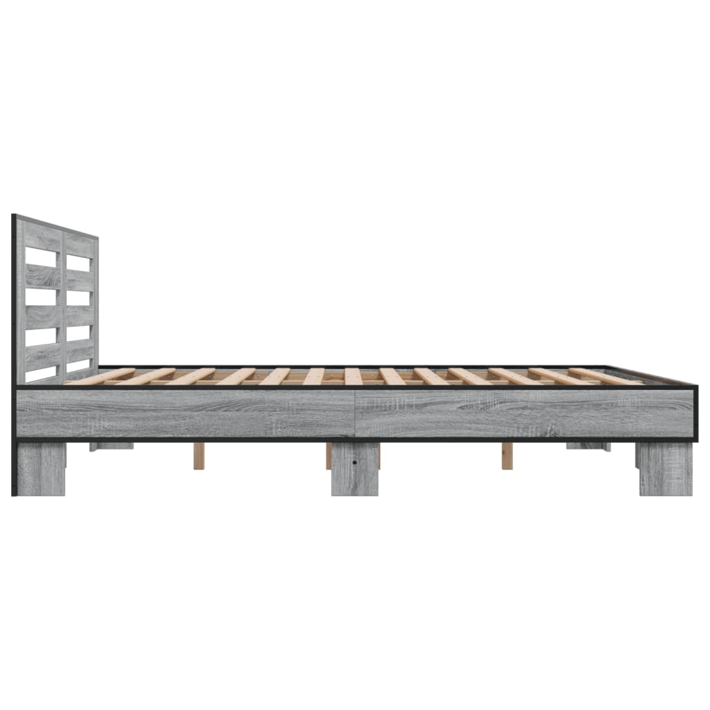Bed Frame | Grey sonoma | Engineered wood, Metal, Plywood | Double