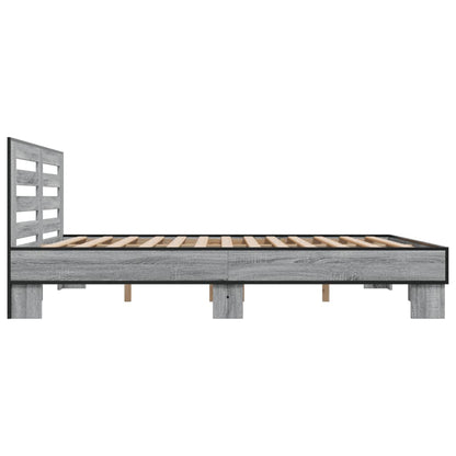 Bed Frame | Grey sonoma | Engineered wood, Metal, Plywood | Double
