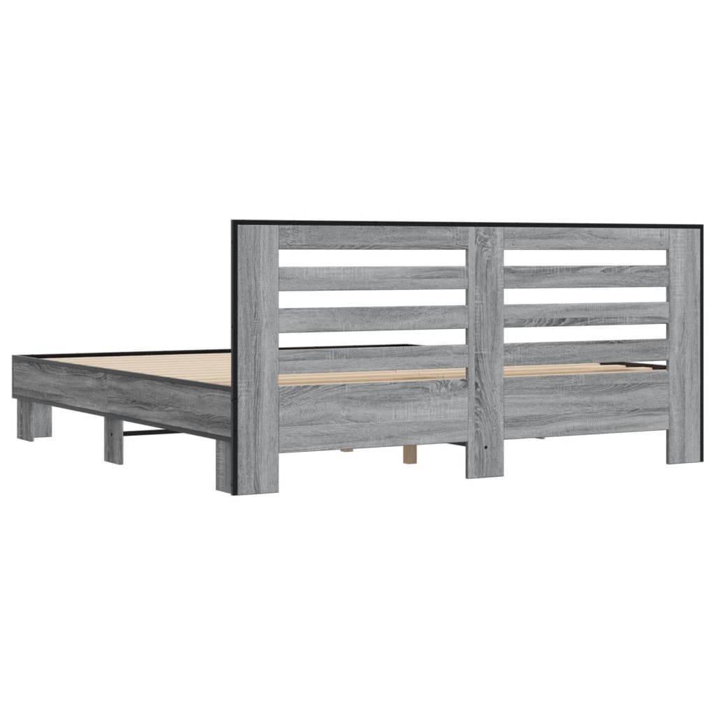 Bed Frame | Grey sonoma | Engineered wood, Metal, Plywood | Double