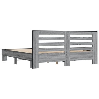 Bed Frame | Grey sonoma | Engineered wood, Metal, Plywood | Double