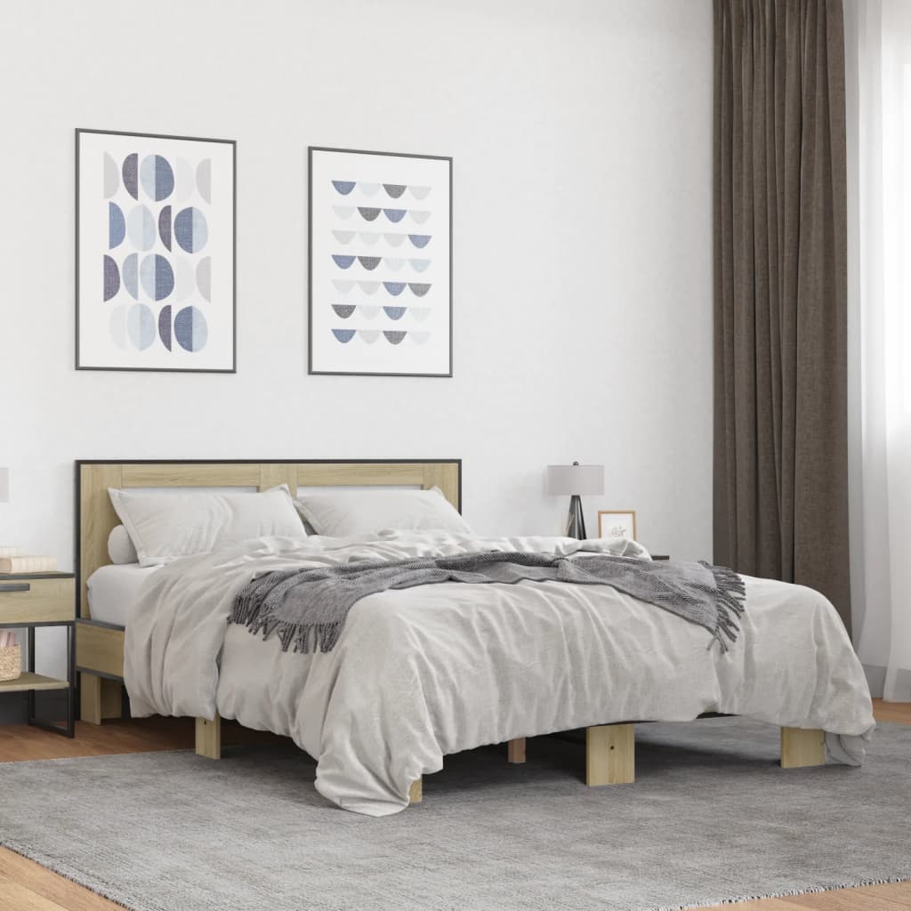 Bed Frame | Sonoma oak | Engineered wood, metal, plywood | Double