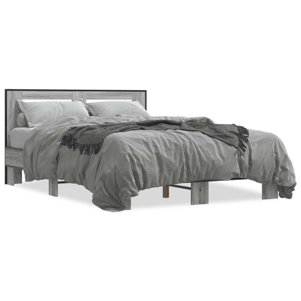 Bed Frame | Grey Sonoma | Engineered wood, metal, plywood | Double