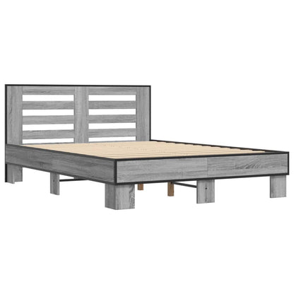 Bed Frame | Grey Sonoma | Engineered wood, metal, plywood | Double