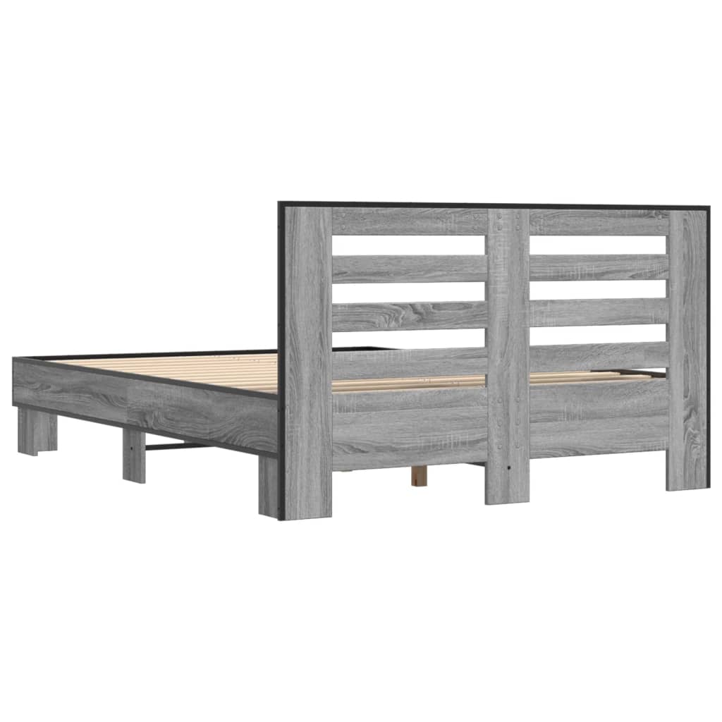 Bed Frame | Grey Sonoma | Engineered wood, metal, plywood | Double
