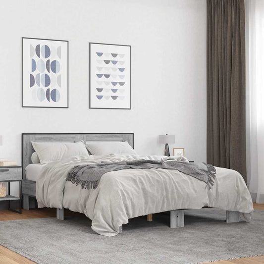 Bed Frame without Mattress Grey Sonoma 120x200 cm