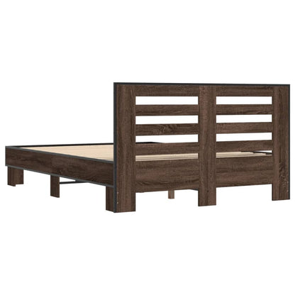 Bed Frame | Brown Oak | Engineered wood, Metal | Double | Modern