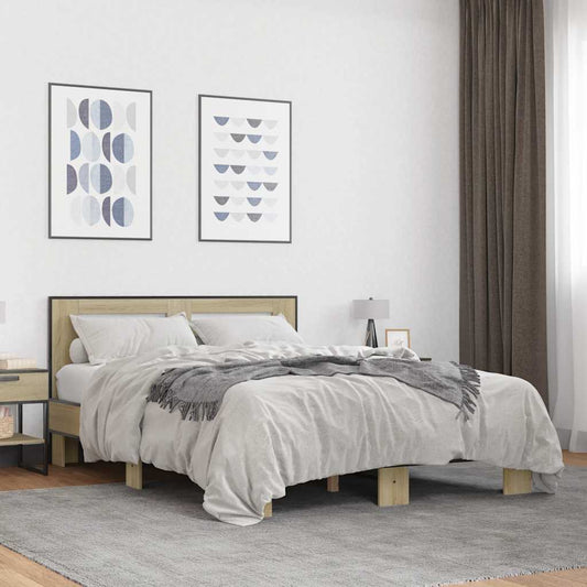 Bed Frame without Mattress Sonoma Oak 140x190 cm
