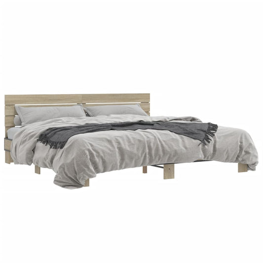 Bed Frame without Mattress Sonoma Oak 200x200 cm