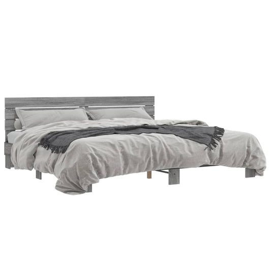 Bed Frame without Mattress Grey Sonoma 200x200 cm