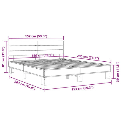 Bed Frame without Mattress Sonoma Oak 150x200 cm King Size