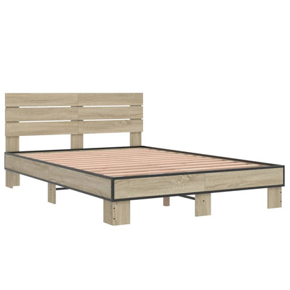 Bed Frame without Mattress Sonoma Oak 140x200 cm