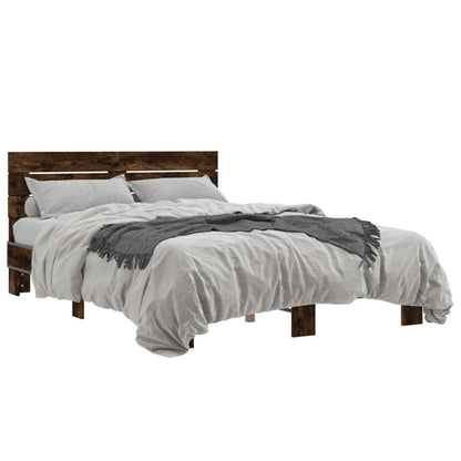 Bed Frame without Mattress Smoked Oak 120x200 cm