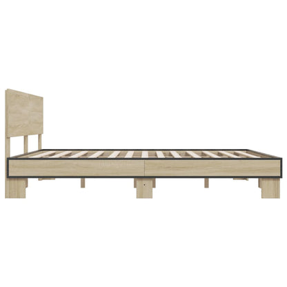 Bed Frame | Sonoma Oak | Engineered wood, Metal | Double | Modern | Bed