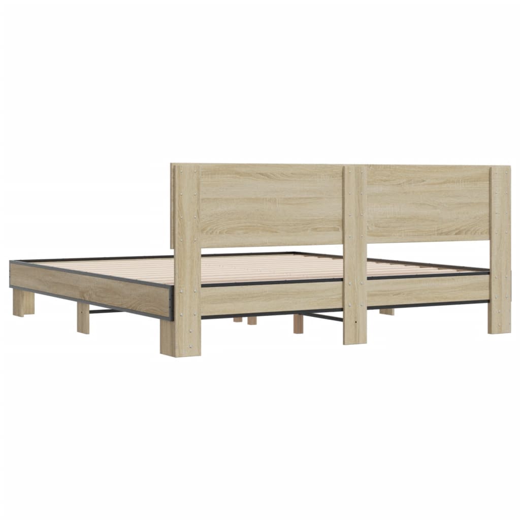 Bed Frame | Sonoma Oak | Engineered wood, Metal | Double | Modern | Bed