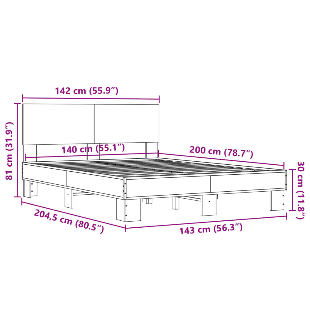 Bed Frame | Smoked Oak | Engineered wood, metal, plywood