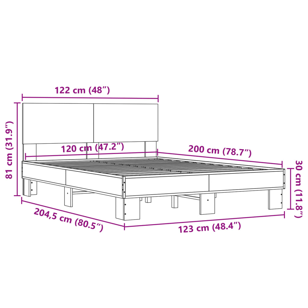 Bed Frame | Black | Engineered wood, Metal | Double | Durable | Bed Frame
