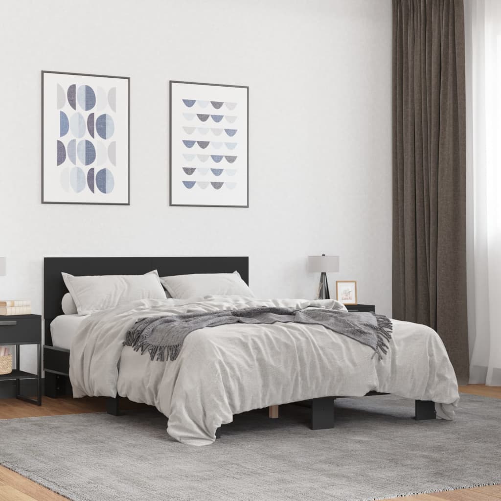 Bed Frame | Black | Engineered wood, Metal | Double | Durable | Bed Frame