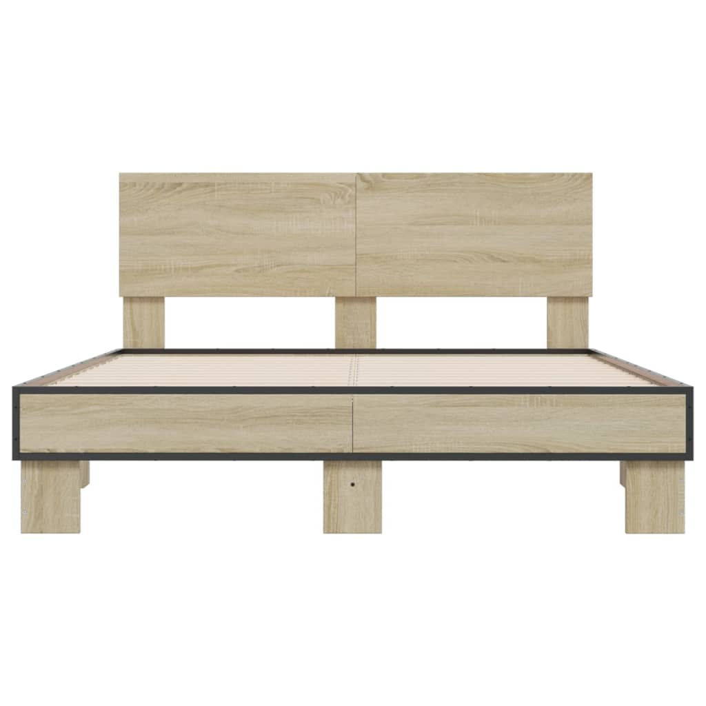 Bed Frame | Sonoma oak | Engineered wood and metal | Double | Durable