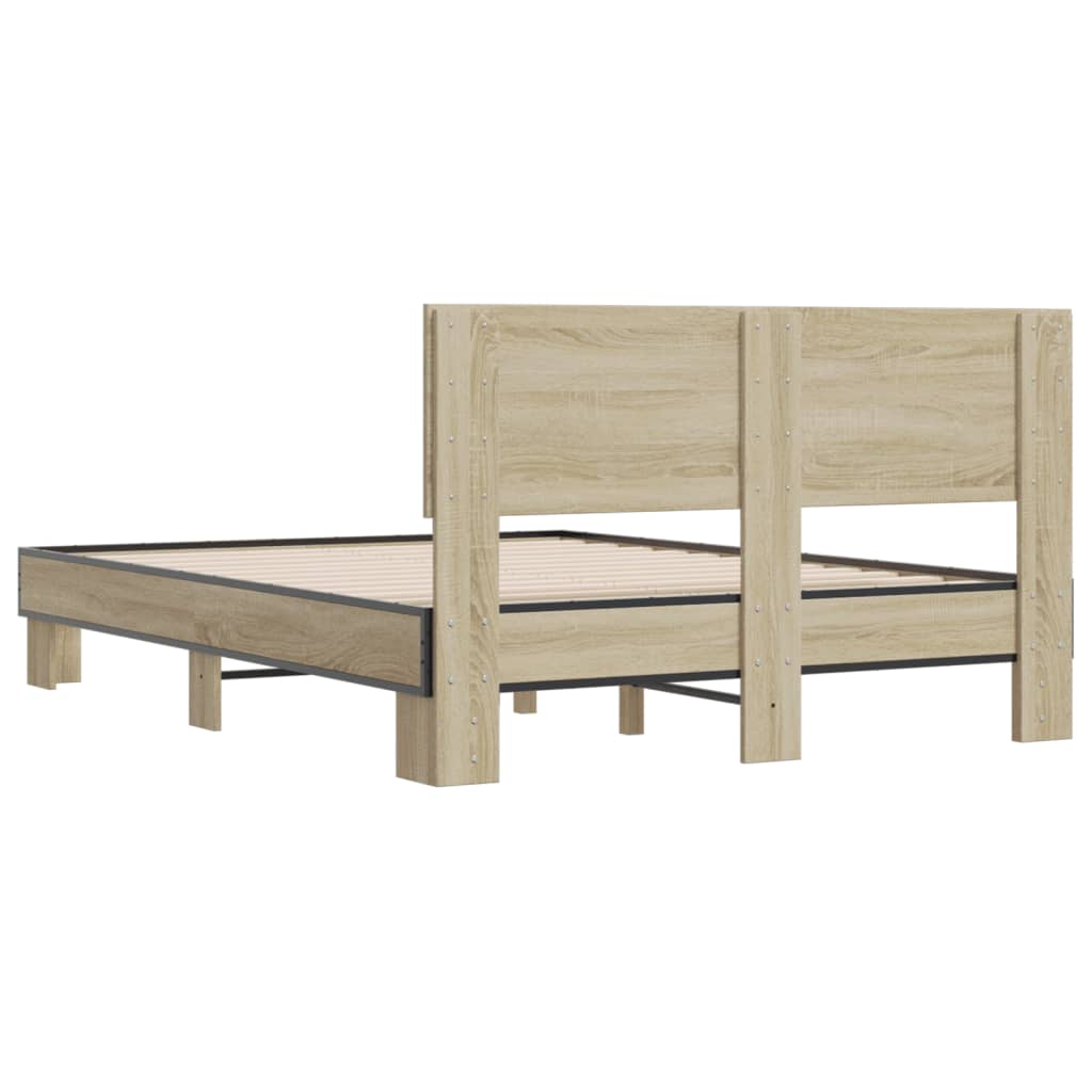 Bed Frame | Sonoma oak | Engineered wood and metal | Double | Durable