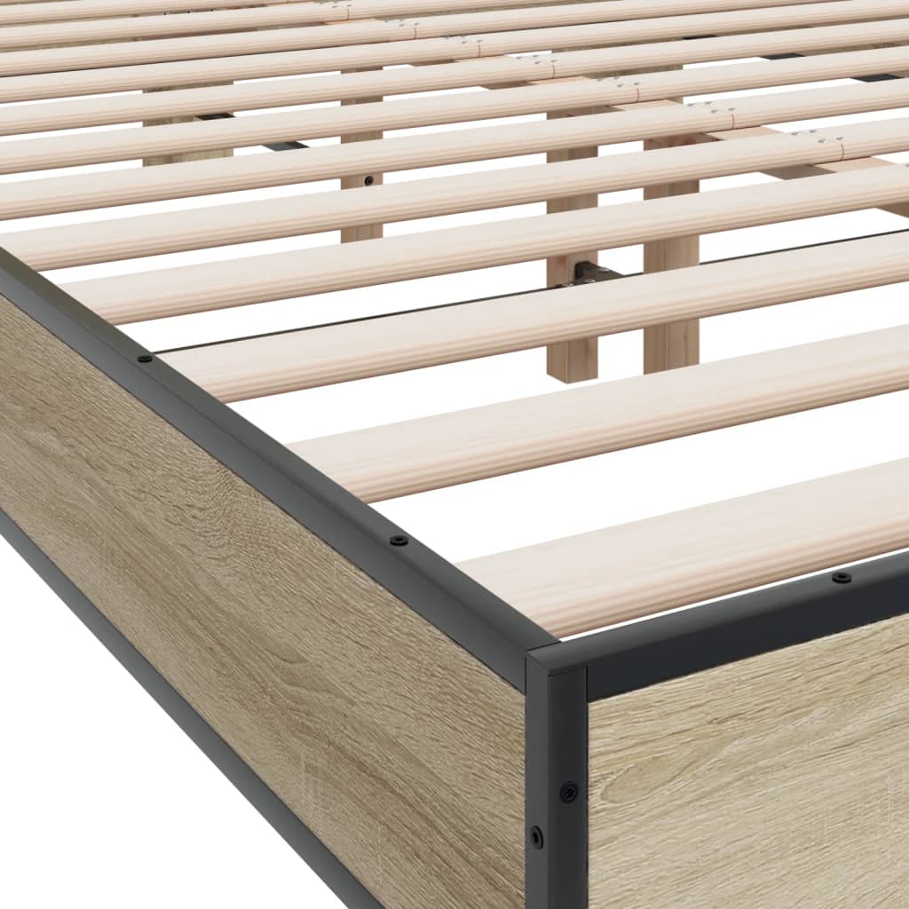 Bed Frame | Sonoma oak | Engineered wood and metal | Double | Durable