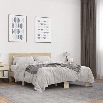 Bed Frame | Sonoma oak | Engineered wood and metal | Double | Durable