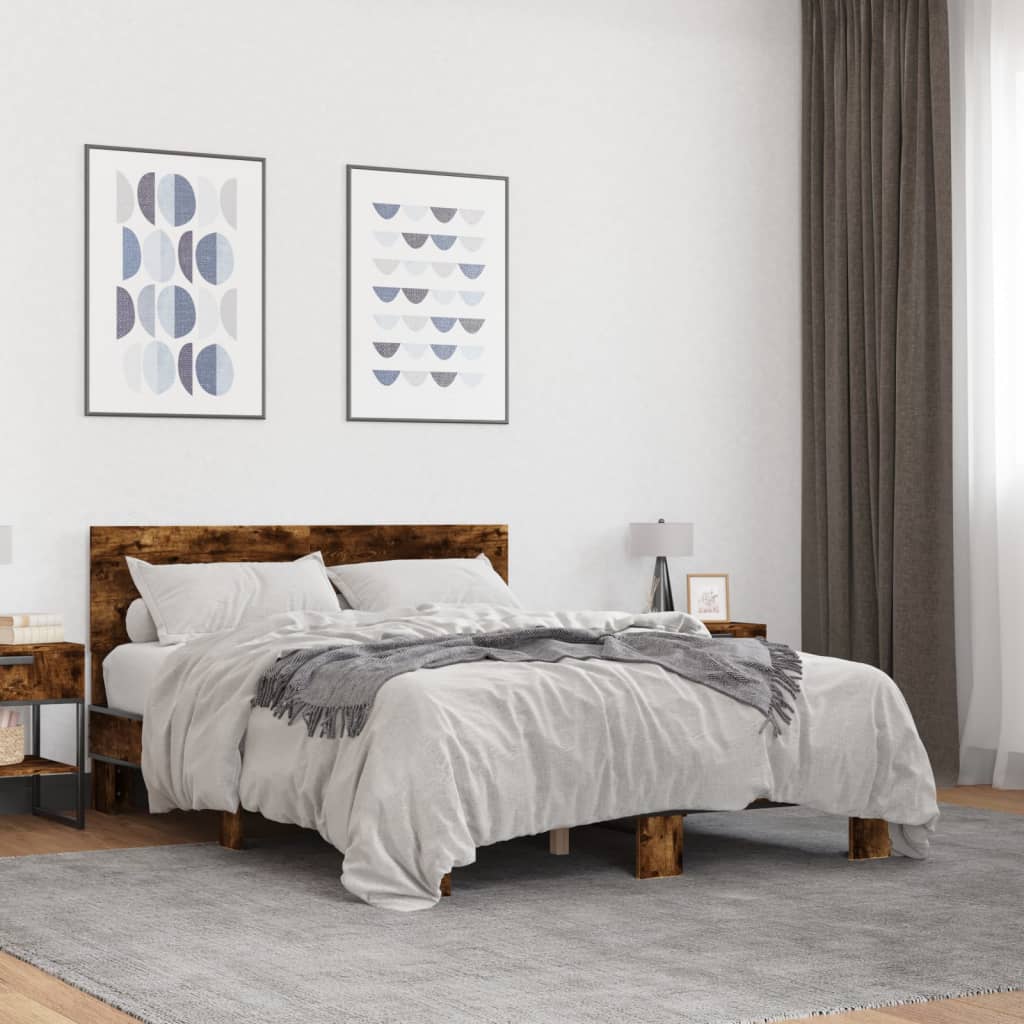 Bed Frame | Smoked Oak | Engineered Wood, Metal, Plywood | Double
