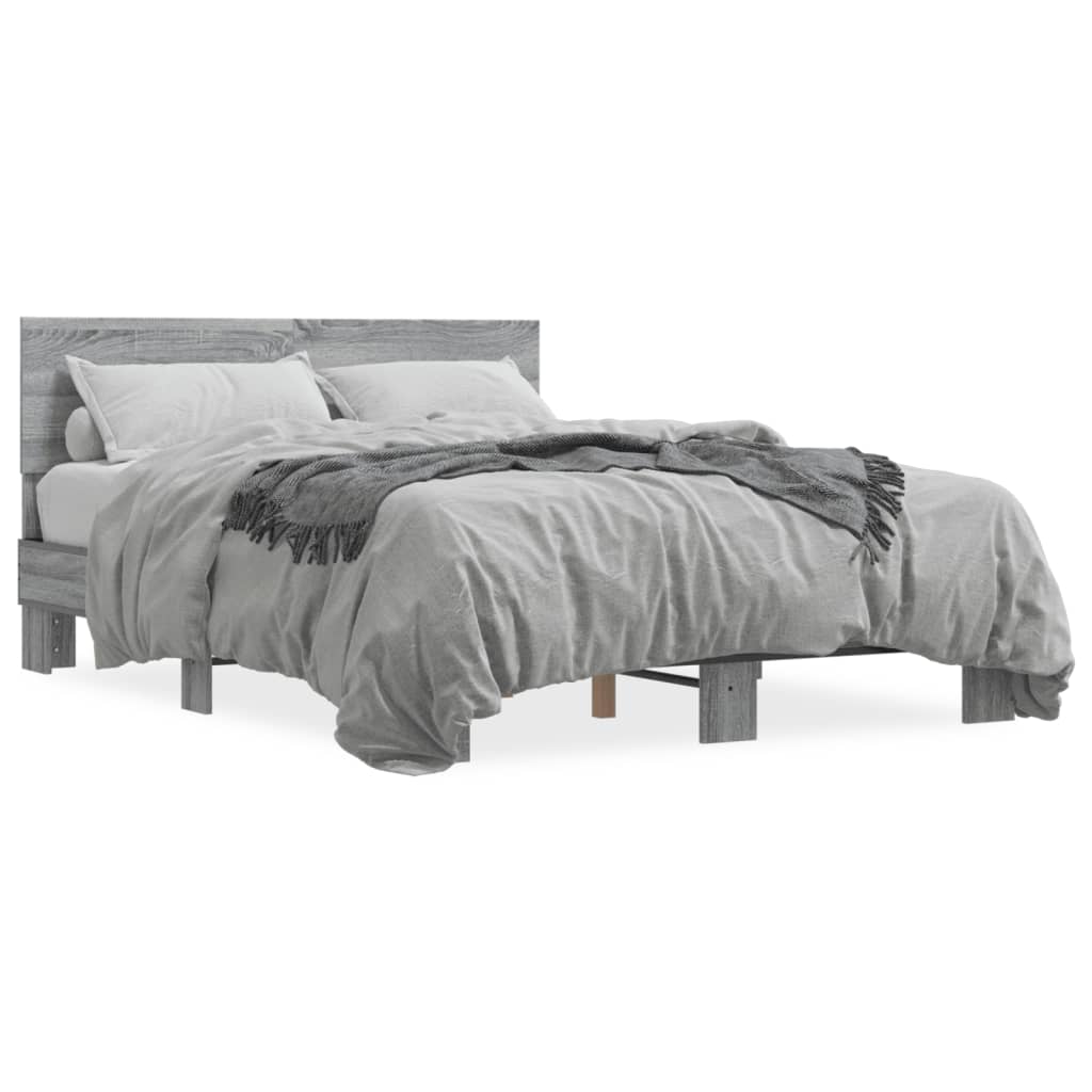 Bed Frame | Grey Sonoma | Engineered wood, Metal | Double |  Durable