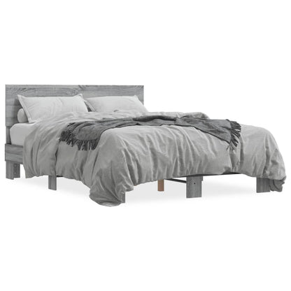 Bed Frame | Grey Sonoma | Engineered wood, Metal | Double |  Durable