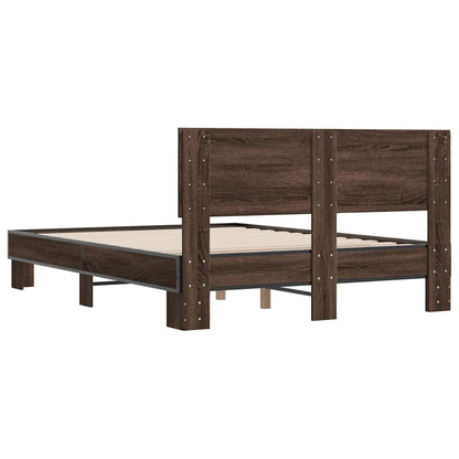 Bed Frame | Brown Oak | Engineered wood, metal, plywood | Double