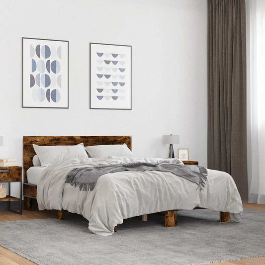 Bed Frame without Mattress Smoked Oak 120x190 cm Small Double