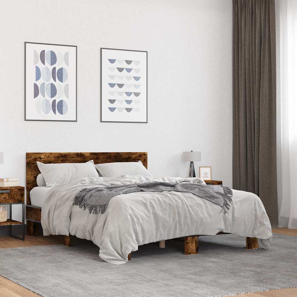 Bed Frame | Smoked Oak | Engineered wood | Double |  Durable  | Bed Frame