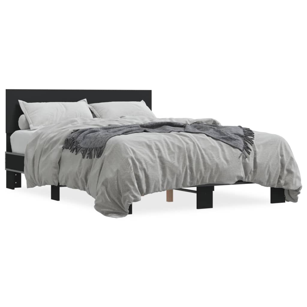 Bed Frame | Black | Engineered wood and metal | Double |  Durable